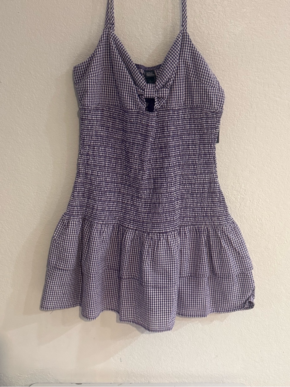 wild fable Purple Gingham Smocked Mini Dress